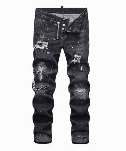 DSQUARED2 BLACK RIPPED JEANS DOUBLE CLOSURE
