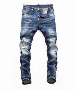 DSQUARED2 BLUE VERY RIPPED DISCOLORED JEANS