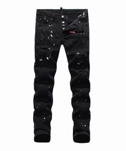 DSQUARED2 BLACK JEANS WHITE PAINT DRIPS