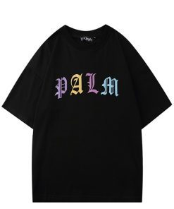 PALM ANGELS T-SHIRT PALM COLORED LETTERS.