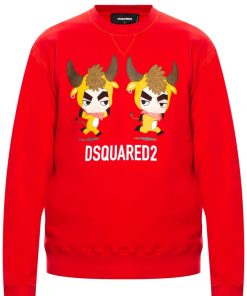 DSQUARED 2 RED SWEATSHIRT WITH LOGO