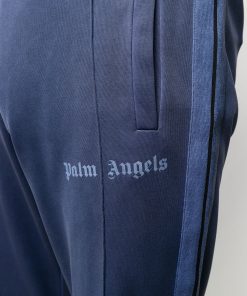 PALM ANGELS LOGO PRINT TRACK PANTS. Vertical stripes