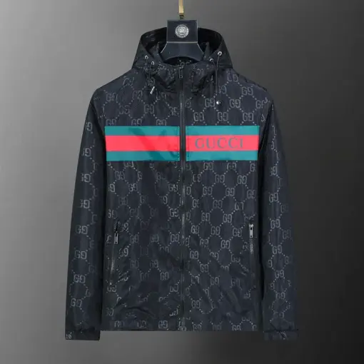 GG Jacket Black And Red Green Border