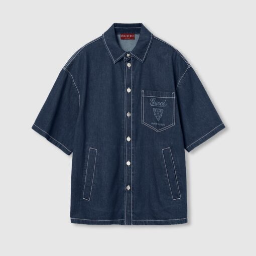 GG Lasered denim shirt Blue