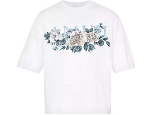 AMIRI Floral Logo Knitted Crewneck Tee White