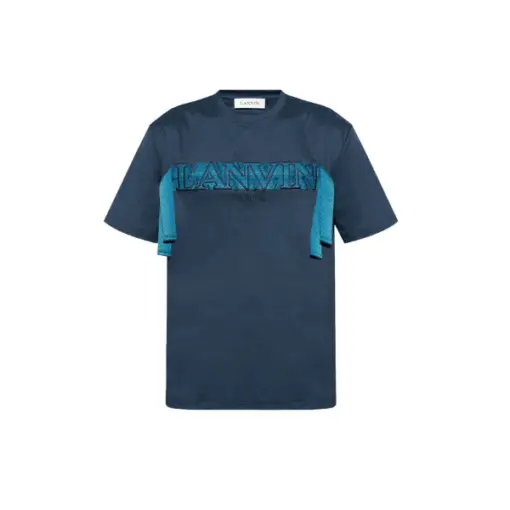 Lanvin logo-embroidered T-shirt navy blue