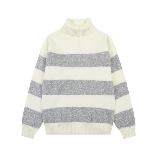 Women Ami Paris Sweater Striped White & Grey