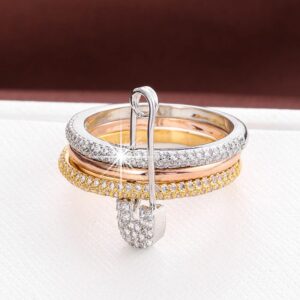 Double Band Ring PinLock Gold & White