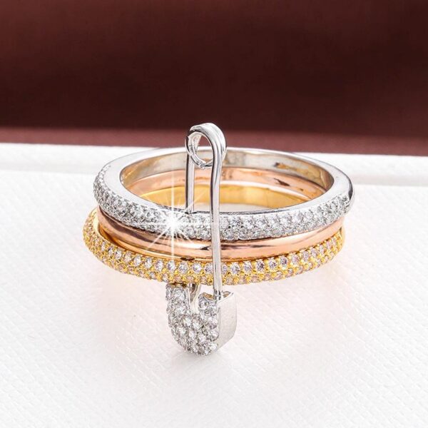 Double Band Ring PinLock Gold & White