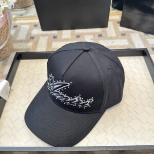 AMIRI White Text Logo Canvas Cap Black