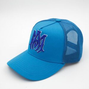 AMIRI Blue MA Logo Canvas Trucker Cap Sky Blue