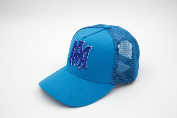 AMIRI Blue MA Logo Canvas Trucker Cap Sky Blue