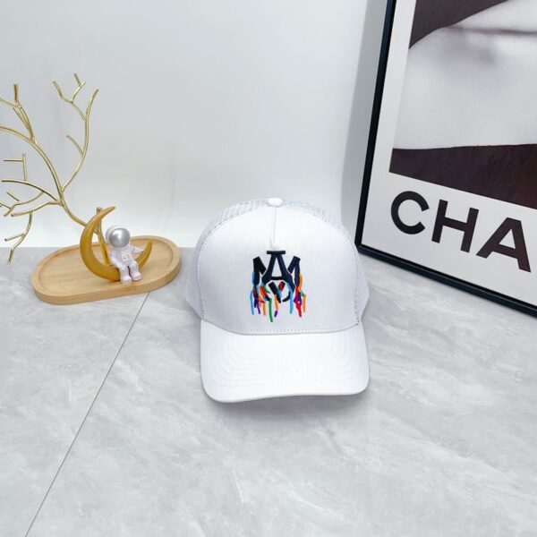 AMIRI Logo Paint Drip Core Trucker Cap White
