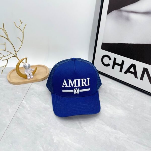 AMIRI Logo Embroidered Blue Trucker Cap