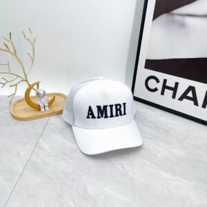 AMIRI Black Logo Canvas Cap White