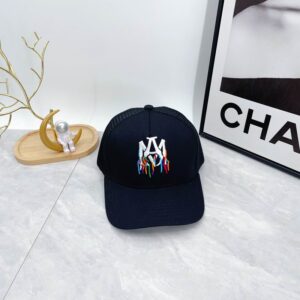 AMIRI Logo Paint Drip Core Trucker Cap Black