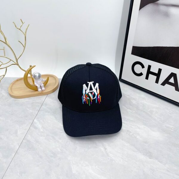 AMIRI Logo Paint Drip Core Trucker Cap Black