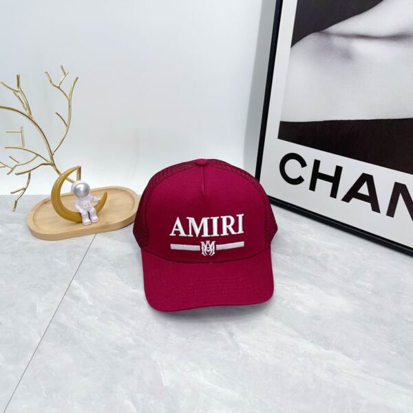 AMIRI Logo Embroidered Red Trucker Cap