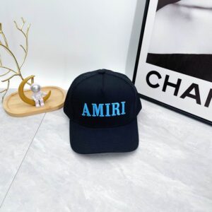 AMIRI Blue Logo Canvas Cap Black