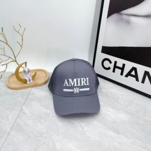 AMIRI Logo Embroidered Gray Trucker Cap