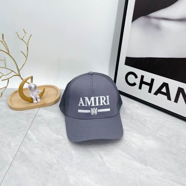 AMIRI Logo Embroidered Gray Trucker Cap
