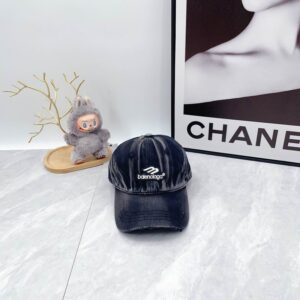 Balenciaga Distressed Denim Baseball Cap