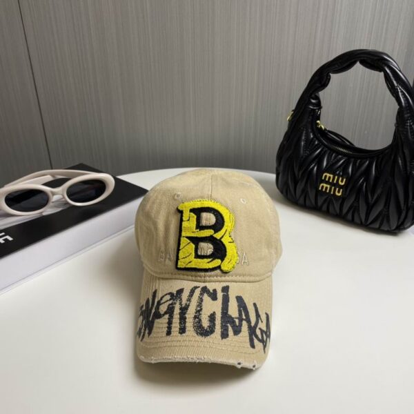 Balenciaga Logo Upcycled Cotton Cap Grey