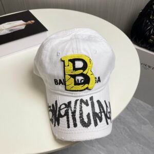 Balenciaga Logo Upcycled Cotton Cap White