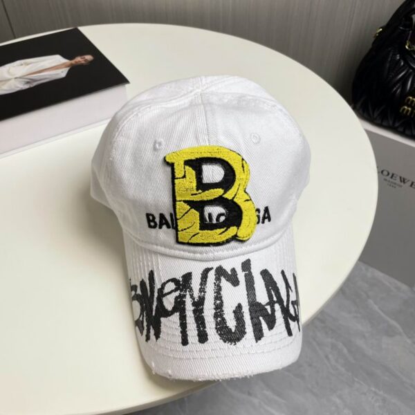 Balenciaga Logo Upcycled Cotton Cap White