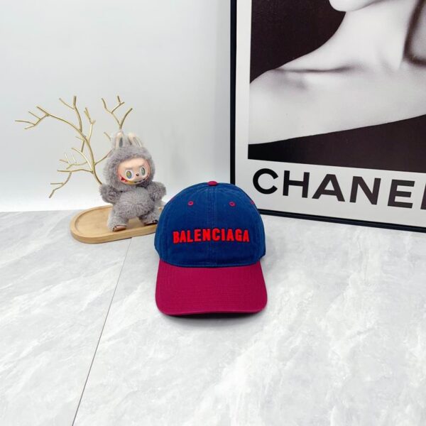 Balenciaga Blue Red Baseball Cap Logo Embroidery