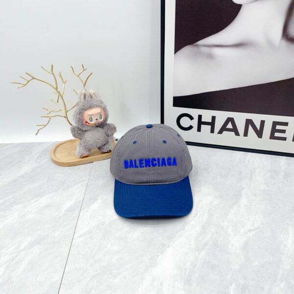 Balenciaga Grey Blue Baseball Cap Logo Embroidery