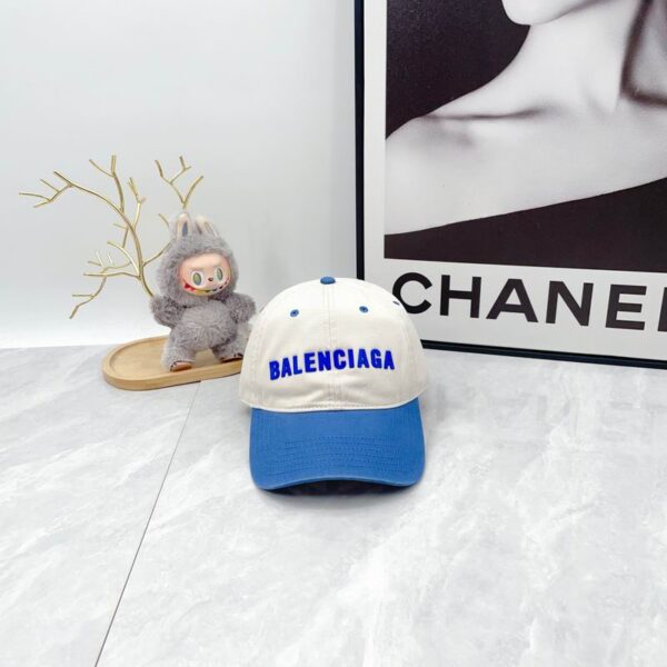 Balenciaga Blue White Baseball Cap Logo Embroidery