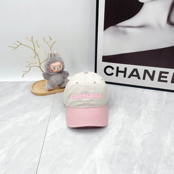 Balenciaga White Pink Baseball Cap Logo Embroidery