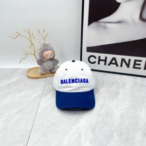 Balenciaga White Blue Baseball Cap Logo Embroidery