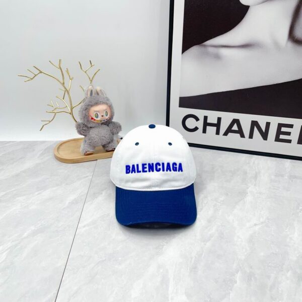 Balenciaga White Blue Baseball Cap Logo Embroidery