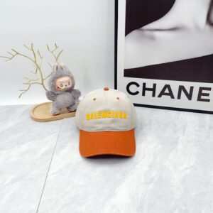 Balenciaga White Orange Baseball Cap Logo Embroidery