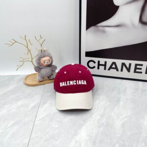 Balenciaga Red Baseball Cap Logo Embroidery