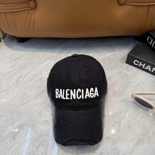 Balenciaga Distressed Cotton Drill Baseball Cap Black
