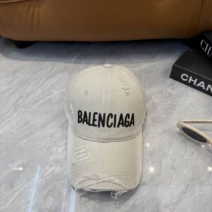 Balenciaga Distressed Cotton Drill Baseball Cap White