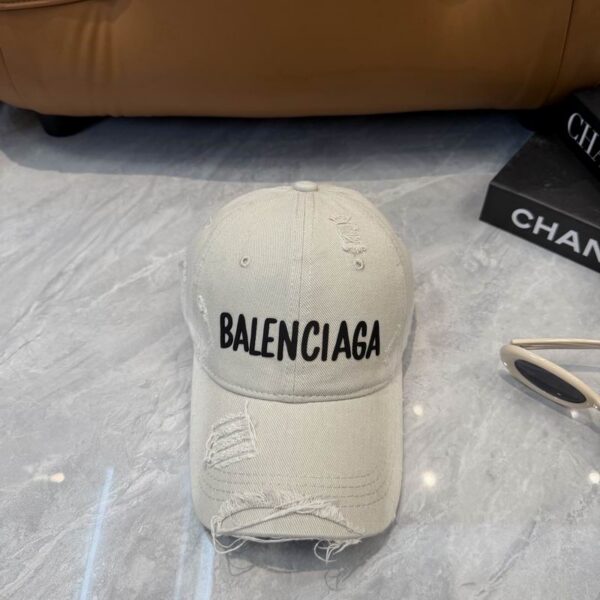Balenciaga Distressed Cotton Drill Baseball Cap White