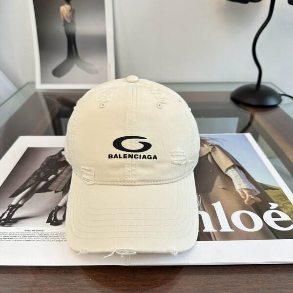 Balenciaga White Washed Cotton Baseball Cap