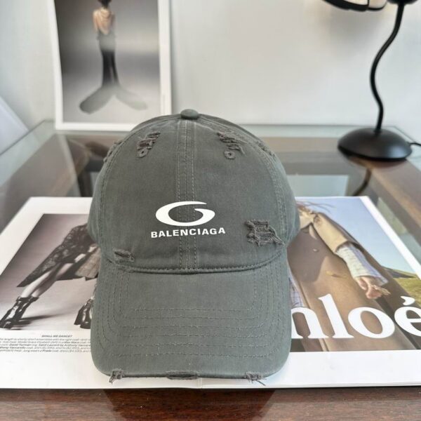 Balenciaga Grey Washed Cotton Baseball Cap