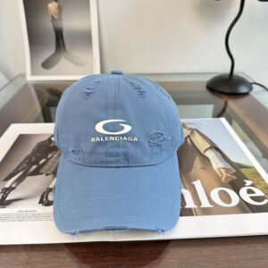 Balenciaga Blue Washed Cotton Baseball Cap