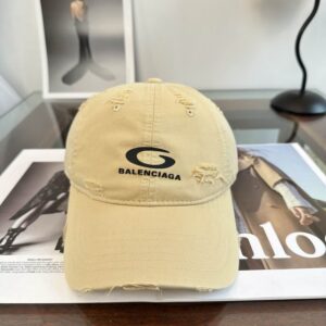 Balenciaga Beige Washed Cotton Baseball Cap