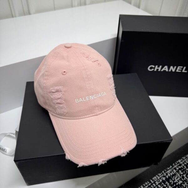 Balenciaga Cotton-Twill Distressed Logo Baseball Cap Pink