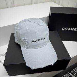 Balenciaga Cotton-Twill Distressed Logo Baseball Cap Grey