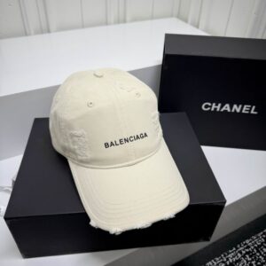 Balenciaga Cotton-Twill Distressed Logo Baseball Cap White