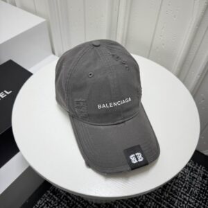 Balenciaga Grey Distressed Cotton Baseball Cap