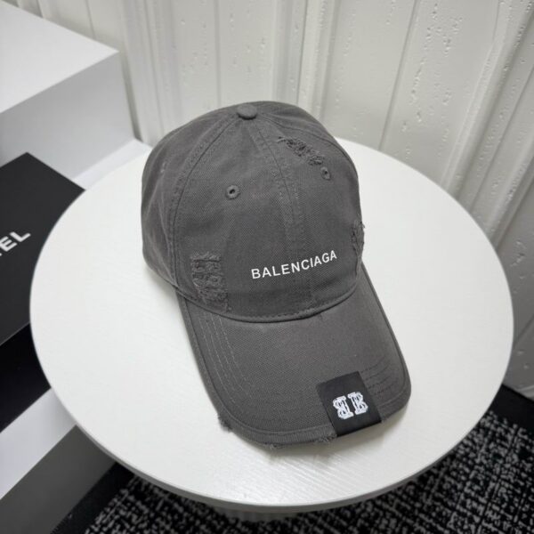 Balenciaga Grey Distressed Cotton Baseball Cap