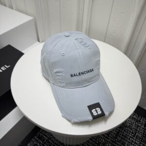 Balenciaga Off White Distressed Cotton Baseball Cap